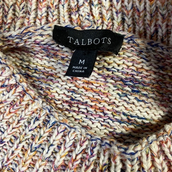 Talbots Marled Sleeveless Mock Neck Sweater Shell Beige Multi Size Medium - Picture 4 of 5
